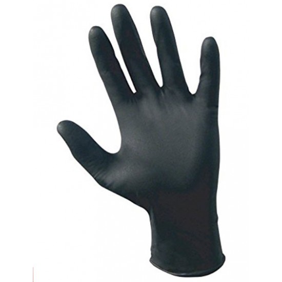 Nitrile черные уплотненные медицинские перчатки