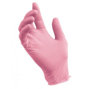 Nitrile розовые смотровые перчатки